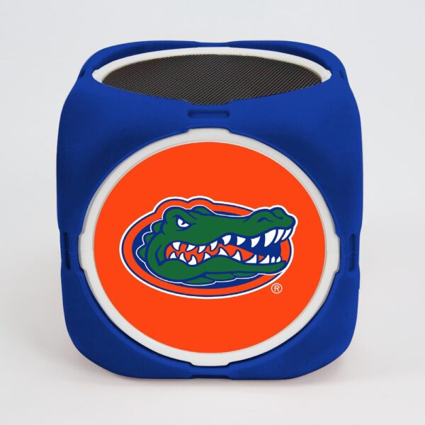 Portable blue Florida Gators MX-300 Cubio Bluetooth® Speaker featuring the university of florida gators logo on the front.