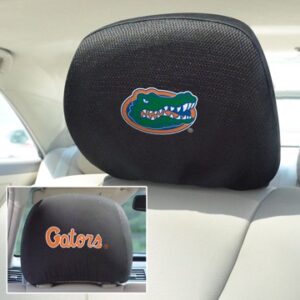 Florida Gator Headrest Cover featuring the university of florida gators logo with an alligator graphic on top and the word "gators" on the bottom.