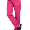 Woman wearing FLAT FRONT STRAIGHT LEG PANT C52106 cargo pants standing with one hand on her hip, showcasing the side cargo pocket detail.