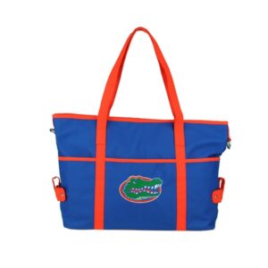 The Jamie Handbag (Florida Gators) with a logo of an alligator on the side, featuring long handles and external pockets.