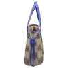 A tall cylindrical beige Safari Handbag (Florida Gators) with blue straps and trim, featuring logo patterns, displayed against a white background.