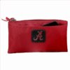Phoebe Wallet 9182 ALABAMA with a black patch featuring a white letter 'a', partially unzipped to show contents inside.