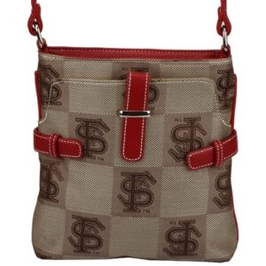 Signature Crossbody Chrissy 8983 FLORIDA STATE with logo pattern and red accents, featuring a front buckle and adjustable strap.