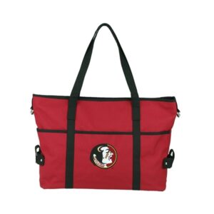 Red and black The Jamie 2183 FLORIDA STATE tote bag with shoulder straps, featuring the florida state university seminoles logo on the front.