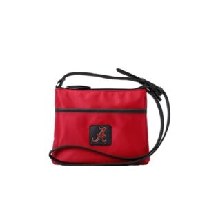 The Paulina 9980 ALABAMA crossbody purse with a black strap and zipper, featuring a white 'a' logo on the front.