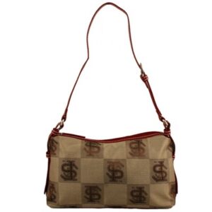 A tan Shandy 8296 FLORIDA STATE shoulder bag with a repeating logo pattern and red trim, displayed against a white background.