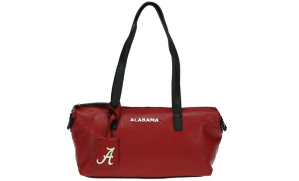 The Kim 6474 ALABAMA-themed duffel bag with black handles and a logo charm, set against a white background.