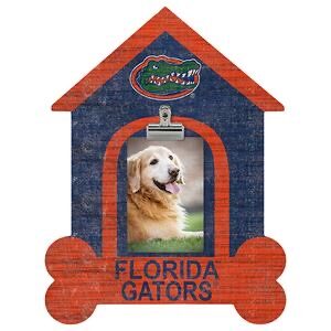 Decorative University of Florida Dog Bone House Clip Frame with a photo of a smiling golden retriever.