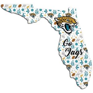 Outline of Florida decorated with Jacksonville Jaguars Football and My Dog Sign theme, featuring leopard spots, florals, and "go jags" text.