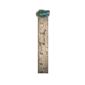 A University of Florida growth chart sign 6x36 featuring a wooden design with a colorful alligator graphic at the top.