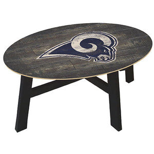 Oval wooden LA Rams football and my dog sign with black legs, featuring a large los angeles rams logo on a distressed wood surface.