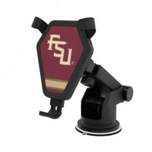 Car vent mount holder with Florida State Seminoles Stripe Wireless Car Charger, featuring a red and gold emblem on a black adjustable bracket.