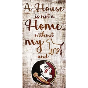 Decorative wooden sign reading "a house is not a home without my dog and cat," featuring silhouettes of a dog and a stylized cat in a circular frame.