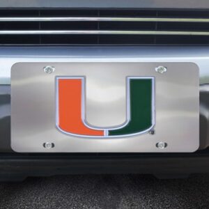 University of Miami Hurricanes Diecast License Plate featuring orange and green colors.