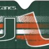A Miami Hurricanes Auto Shade featuring the miami hurricanes logo, styled in green, orange, and white with a distressed texture.