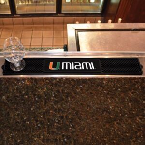 A clear glass sits on a University of Miami Hurricanes Drink Mat, atop a polished granite counter.