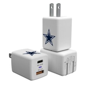 Two white Dallas Cowboys Stripe Wireless Over-Ear Bluetooth Headphones, featuring both folded and extended plug configurations.