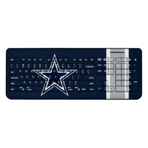 Dallas Cowboys Stripe Wireless USB Keyboard featuring a Dallas Cowboys star logo design, with blue keys on the left and gray numeric keys on the right.