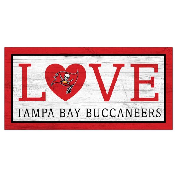 Tampa Bay Buccaneers Love 6x12 Sign featuring the tampa bay buccaneers logo