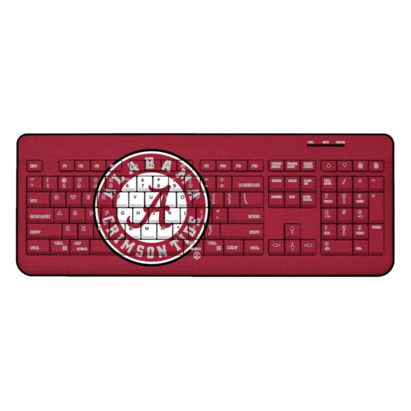Red university of Alabama themed Bluetooth speaker with the Crimson Tide logo at the center.