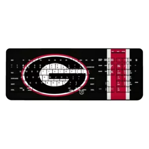 Long, black Georgia Bulldogs SOLID WORDMARK BLUETOOTH SPEAKER mat with a top-down view of a football field and play strategy design.
