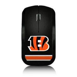 CINCINNATI BENGALS STRIPE WIRELESS MOUSE in black with an orange and black "b" logo centered on its top surface, highlighted by a horizontal orange stripe.