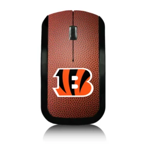 Cincinnati Bengals Stripe Wireless Mouse with a textured red surface and a black and orange "b" logo printed on it, isolated on a white background.