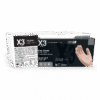Sentence with replaced product name: Box of X3 Stretch Hybrid Poly Disposable Gloves containing 200 disposable pieces, depicted with image and product details on packaging.