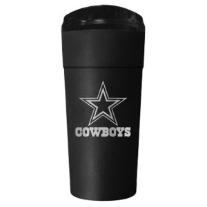 Dallas Cowboys Stainless Steel 24oz Stealth Tumbler with a textured grip featuring a white star logo and the word "cowboys" on its side.